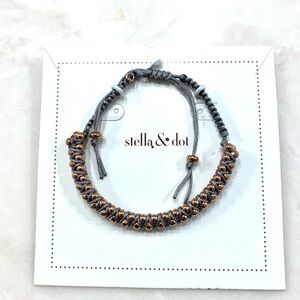 Stella & Dot Gray and Gold Braided Bracelet